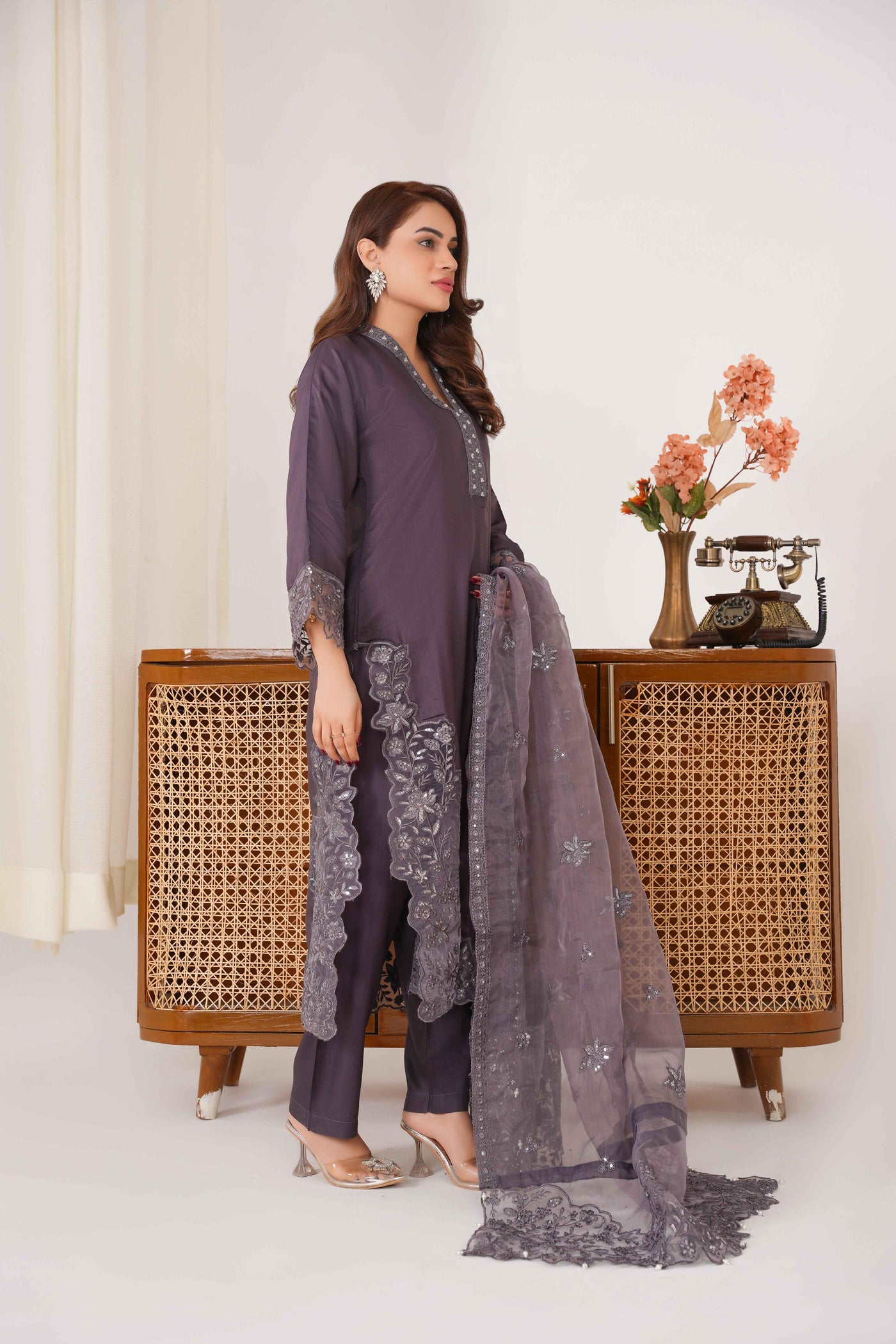 Lilac 3PC - Embroidered Luxe suit