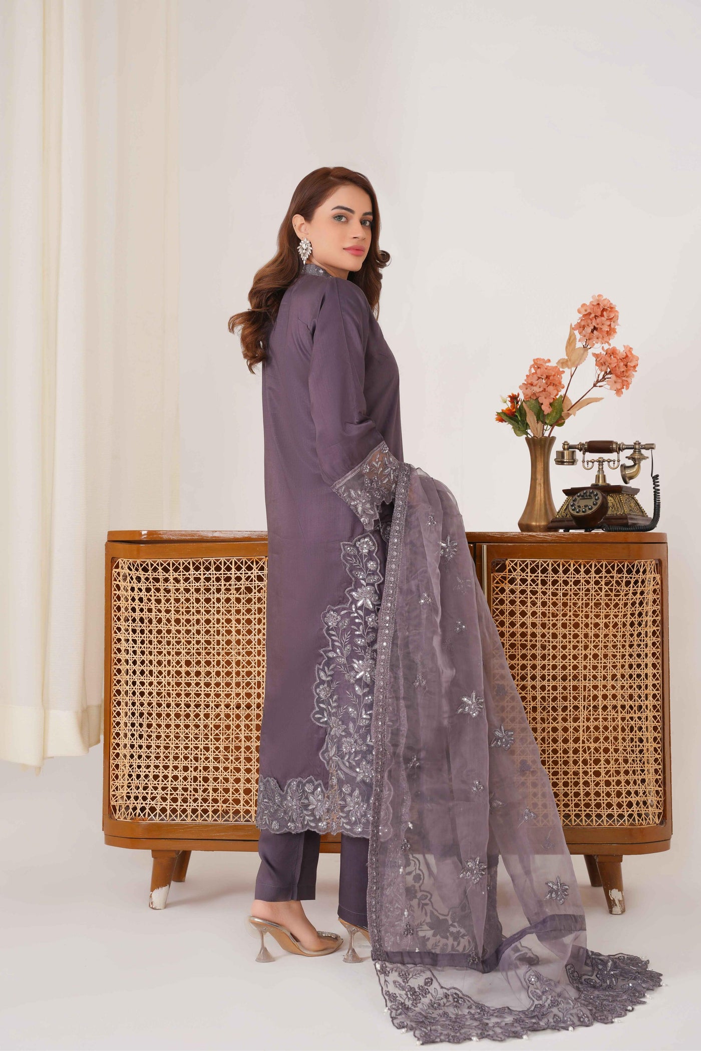 Lilac 3PC - Embroidered Luxe suit