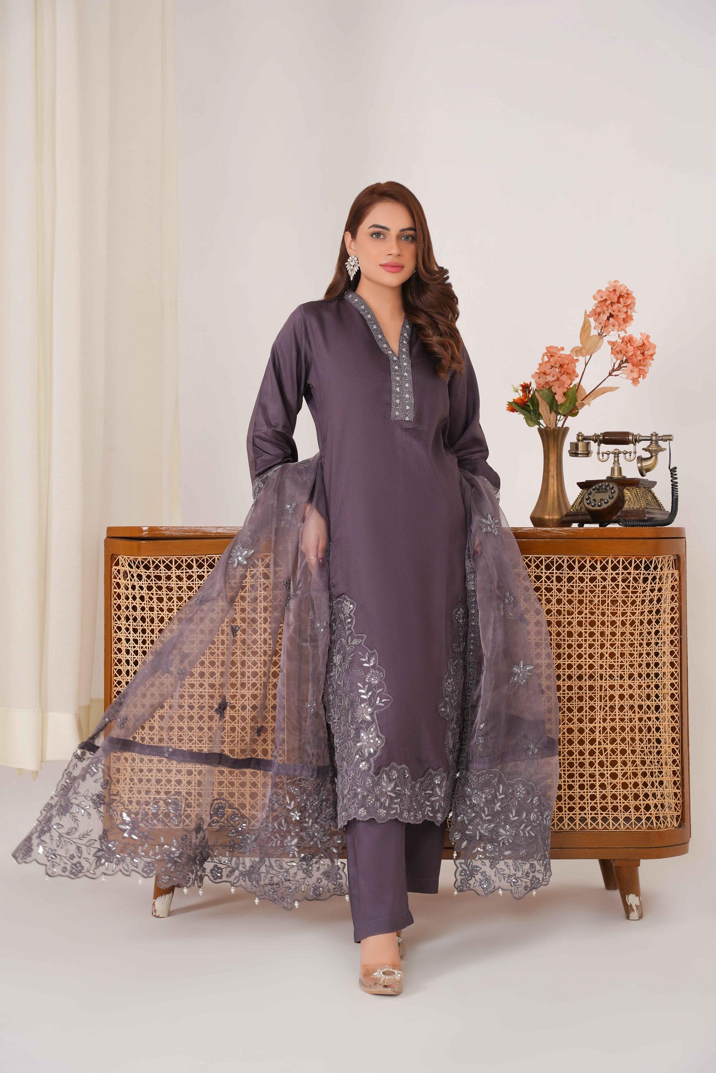 Lilac 3PC - Embroidered Luxe suit