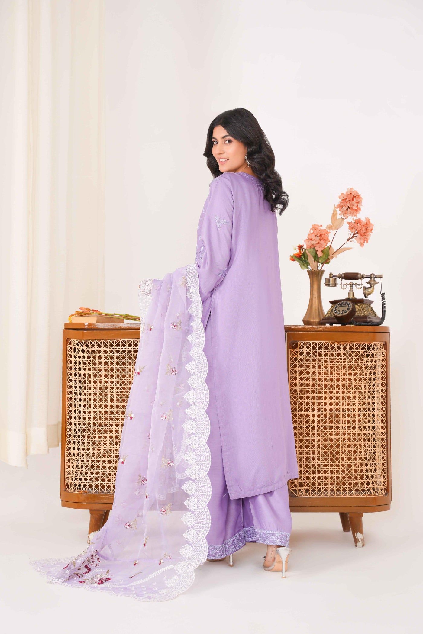 Lavender 3PC -  Embroidered Luxe Pret