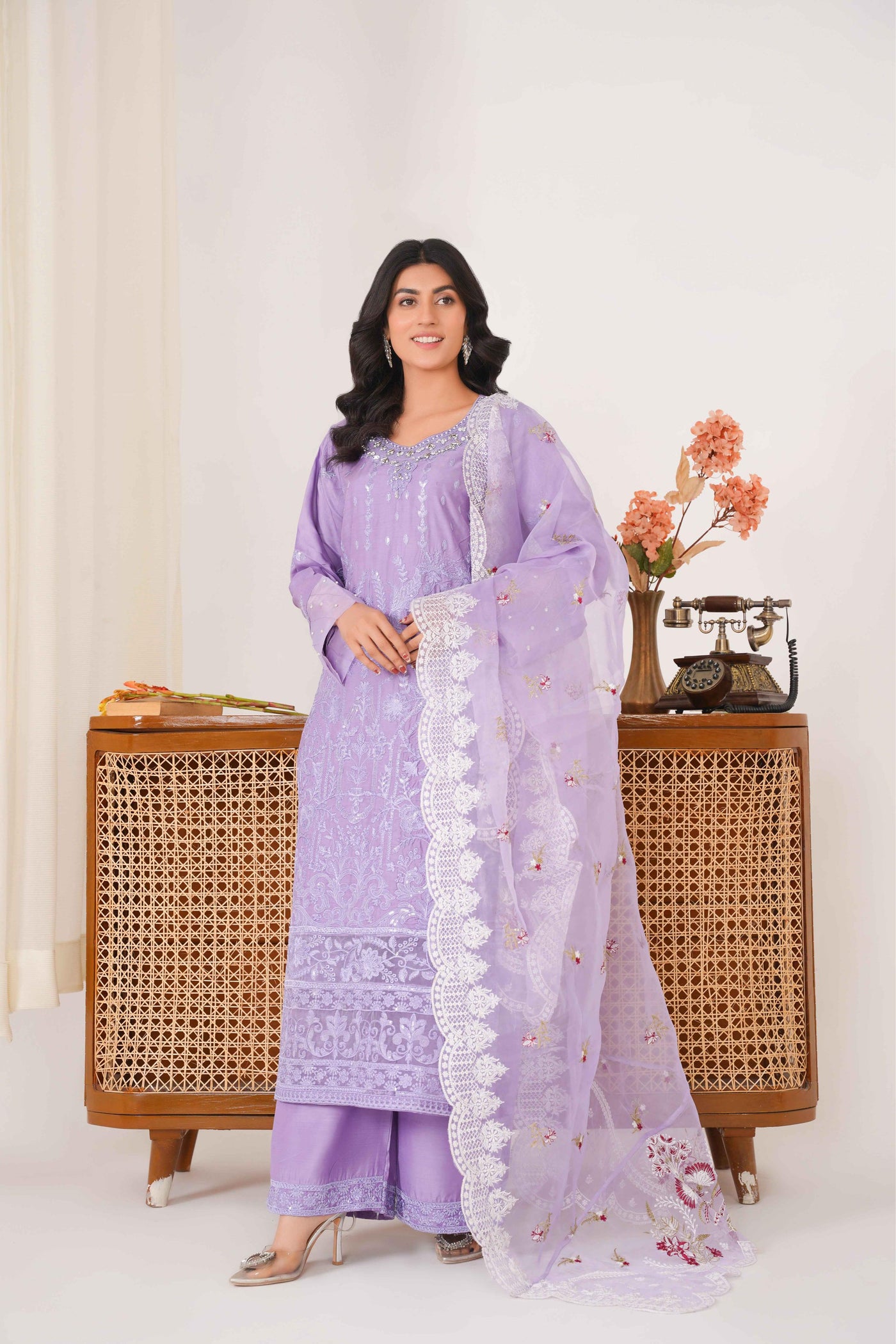 Lavender 3PC -  Embroidered Luxe Pret