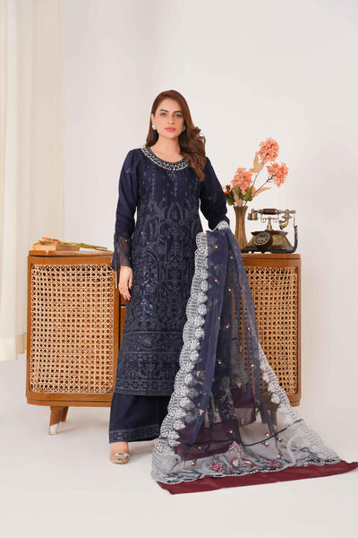 Naushad 3PC - Embroidered Luxe Pret