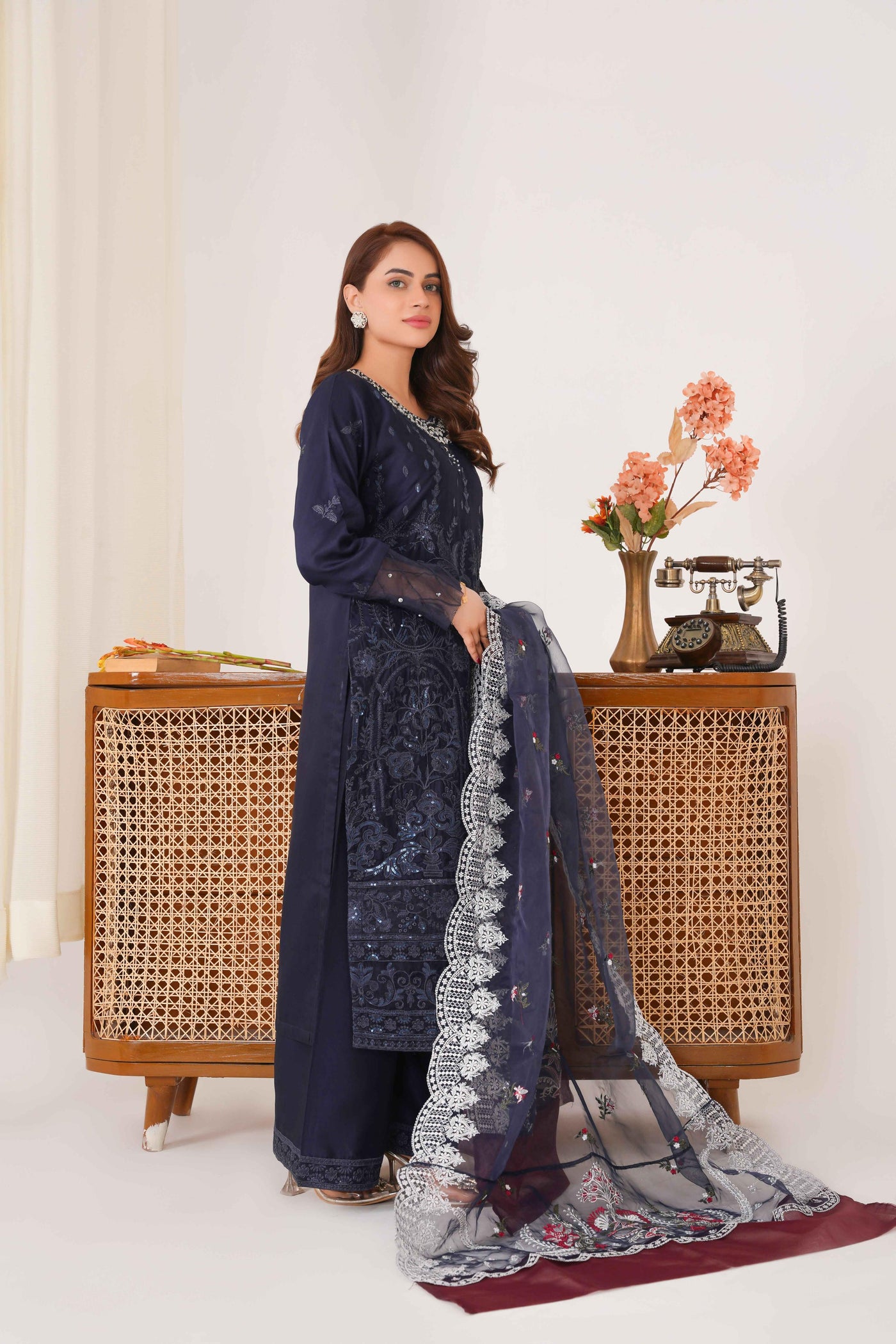 Naushad 3PC - Embroidered Luxe Pret