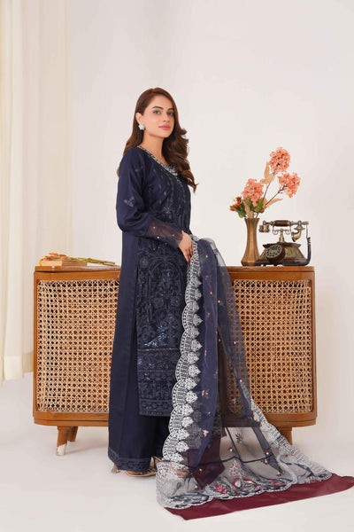 Naushad 3PC - Embroidered Luxe Pret