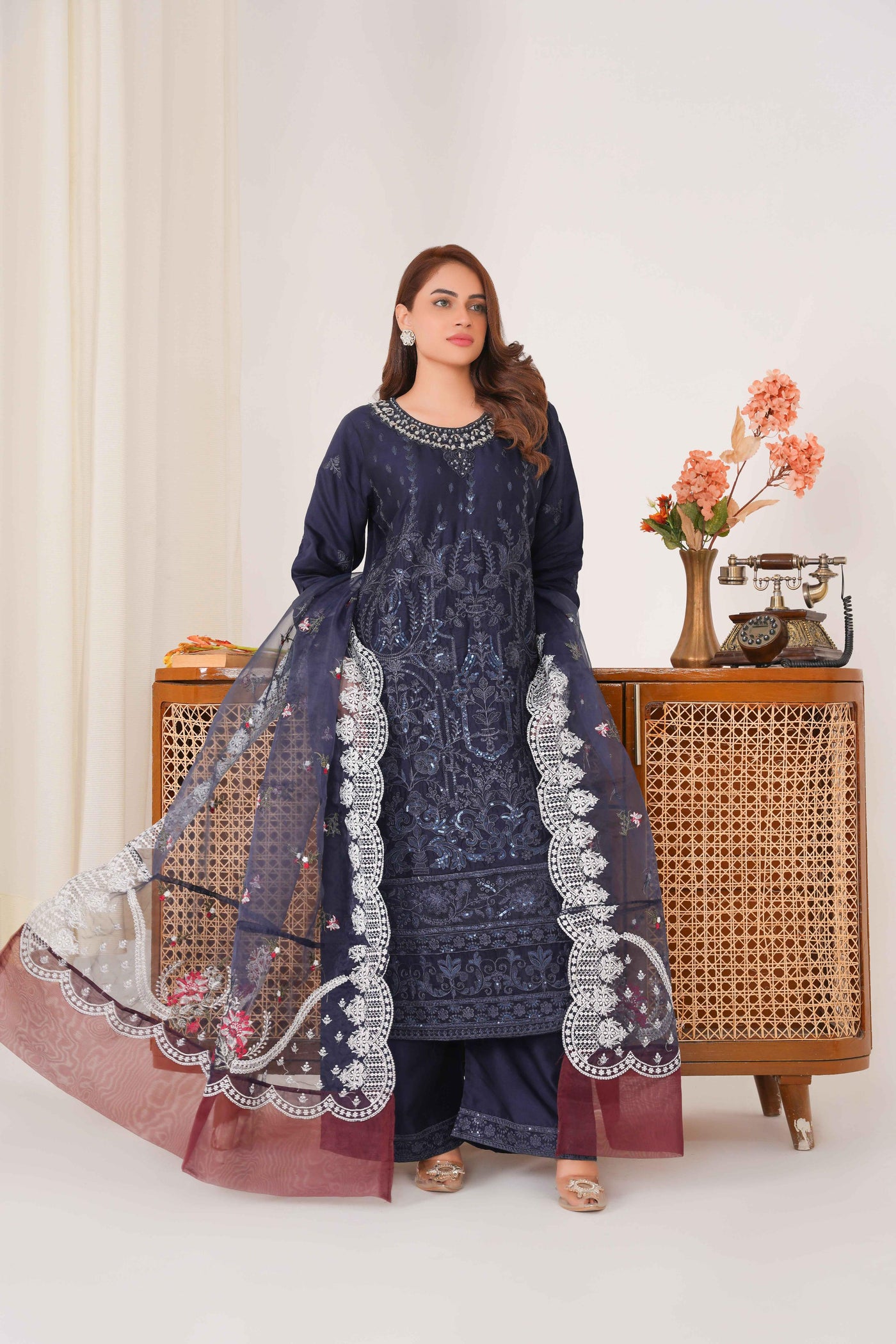 Naushad 3PC - Embroidered Luxe Pret