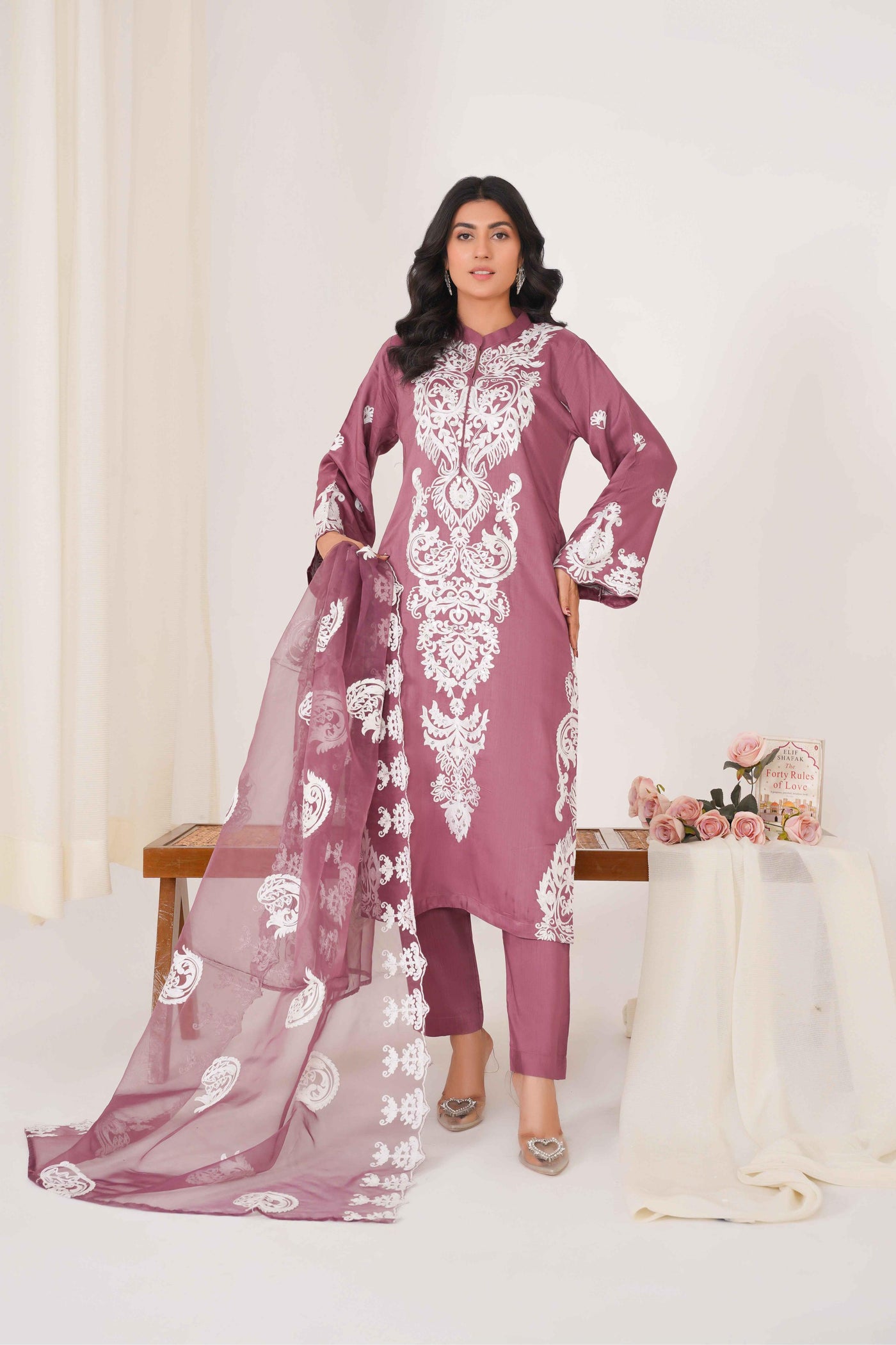 DUSTY ROSE 3PC - Ari Embroidered Pret