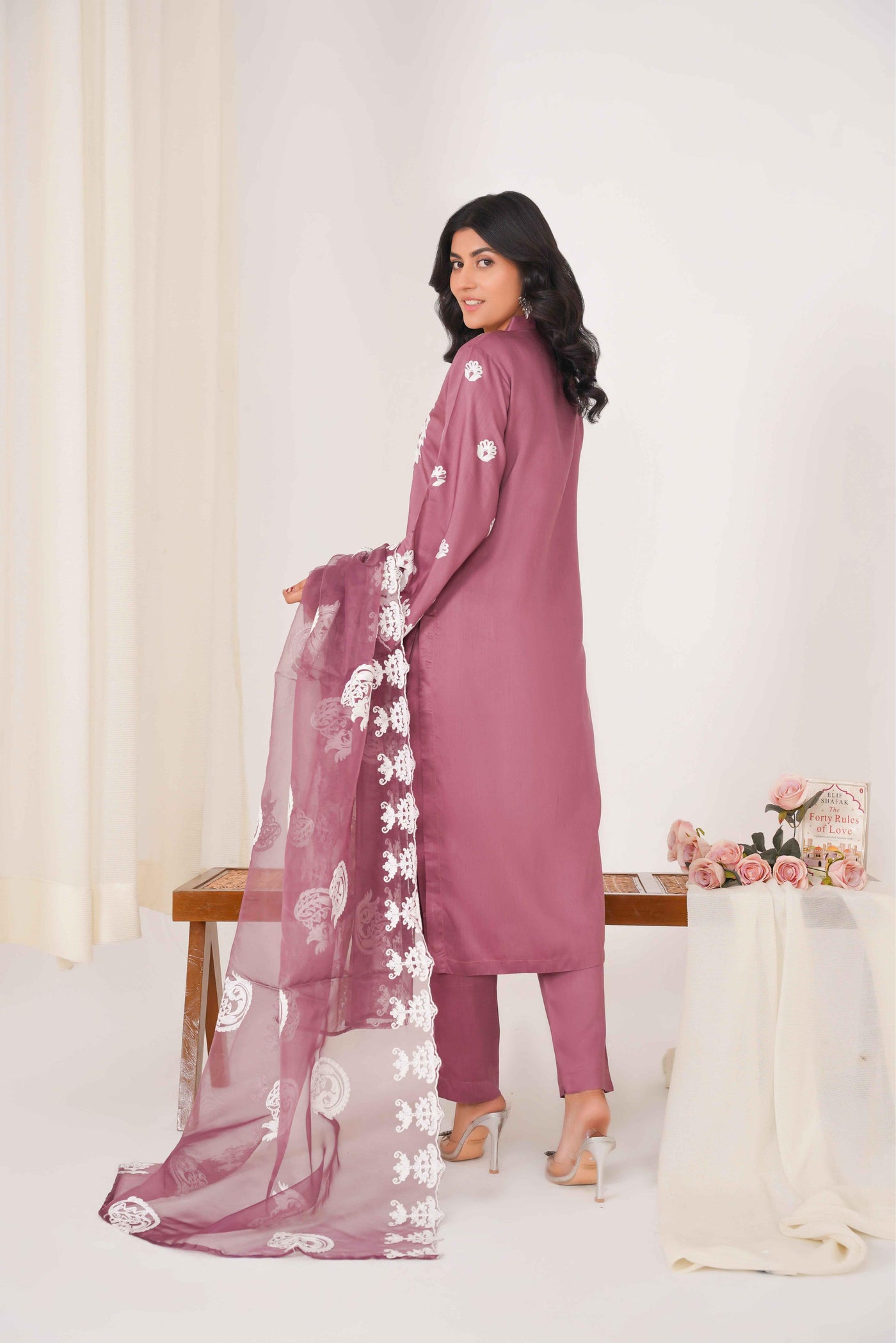 DUSTY ROSE 3PC - Ari Embroidered Pret